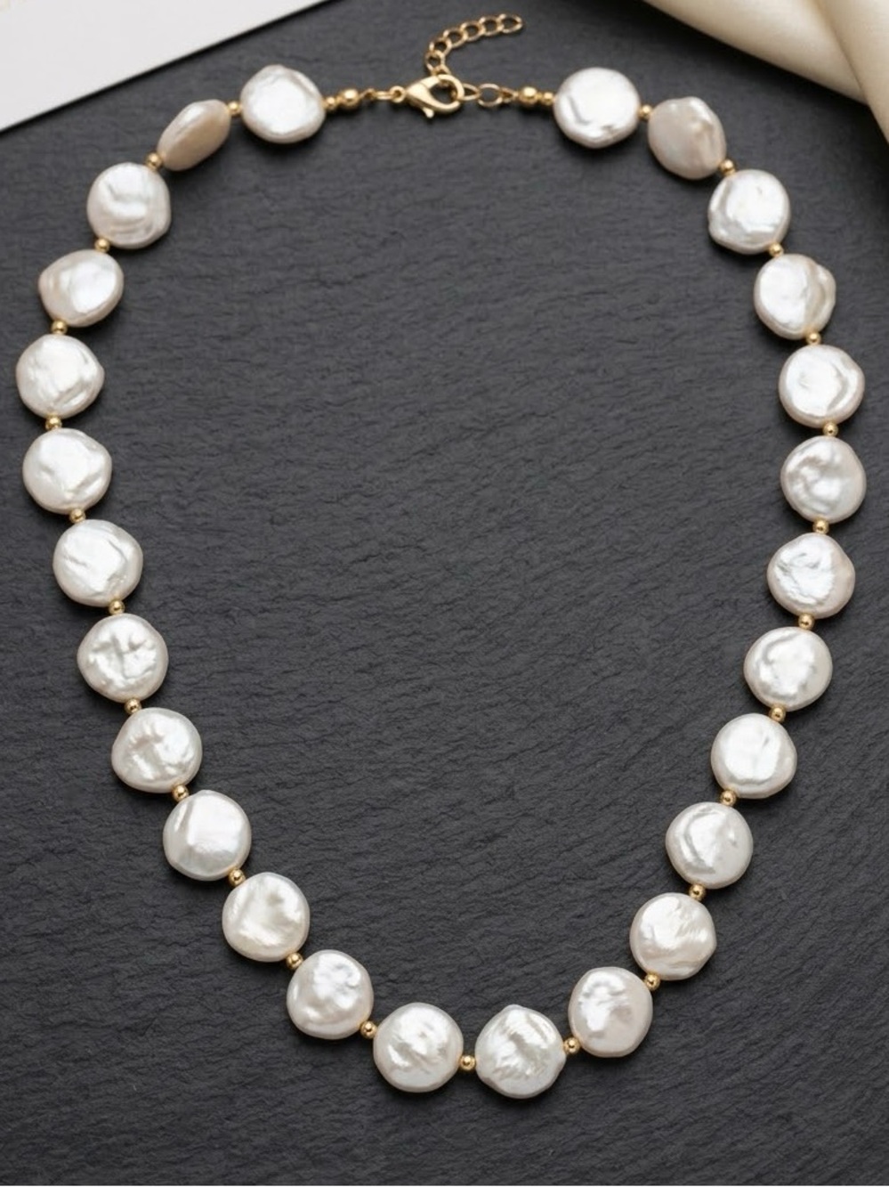 Anthropologie “Freshwater Pearl Disc Cluster” Baroque Repeating Beaded Necklace - Picture 5 of 11
